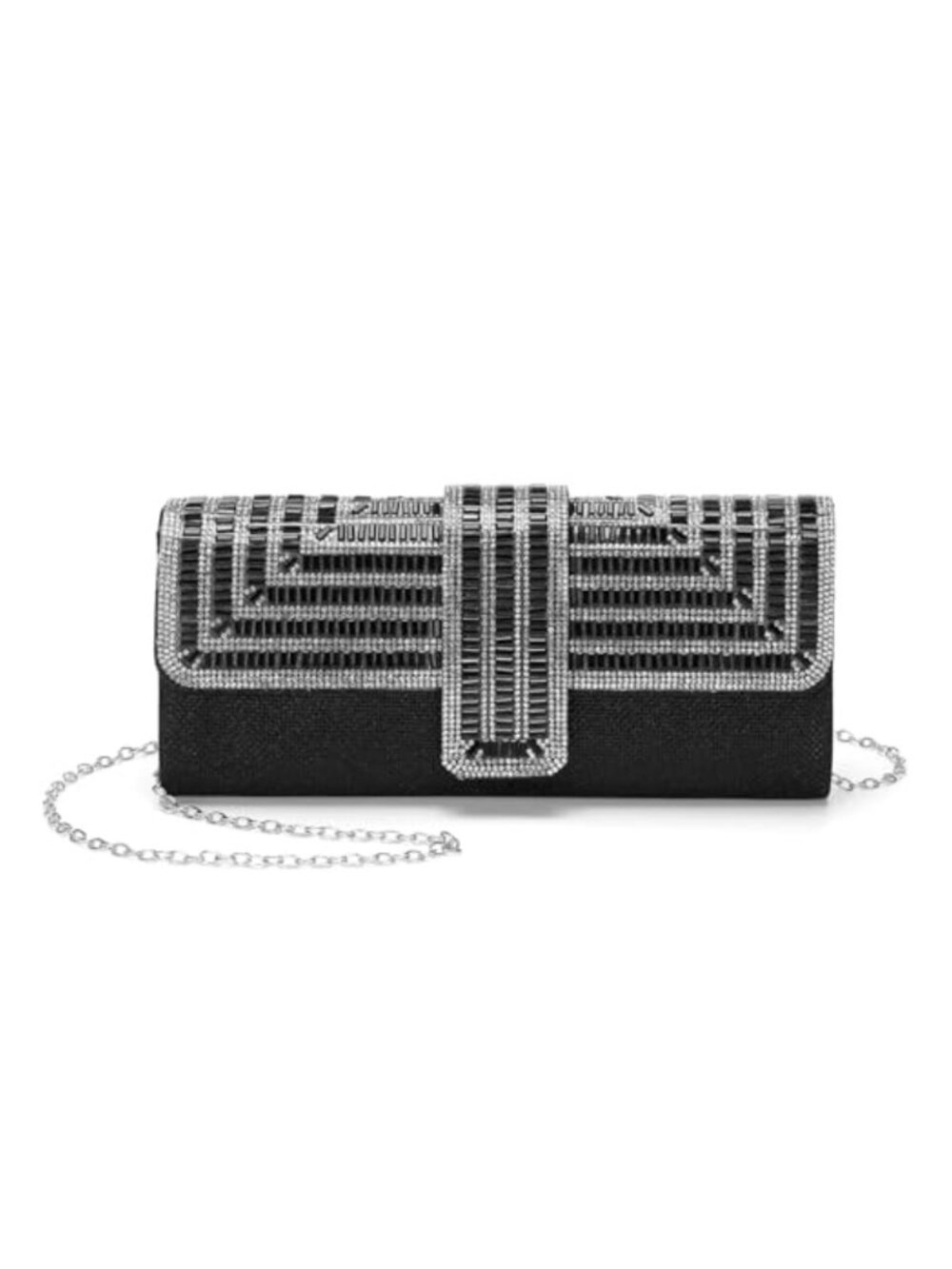 Rhinestone Evening Clutch Purse with Detachable Chain Strap
